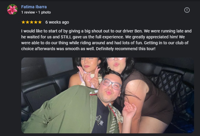 5 star Google review GXP Tours